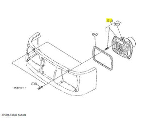 Kubota Head Light Assembly 37500‑33840 - OEM Front Headlight Unit