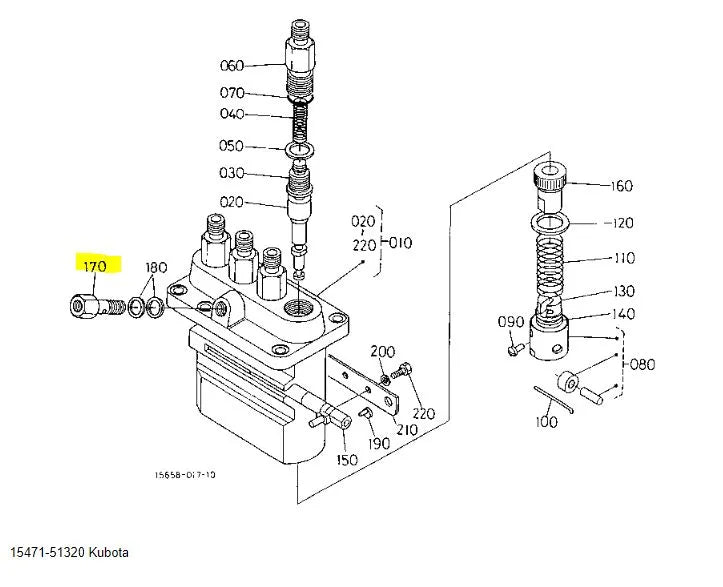Kubota Hollow Screw 15471-51320 | OEM Fuel Injection Pump Connector