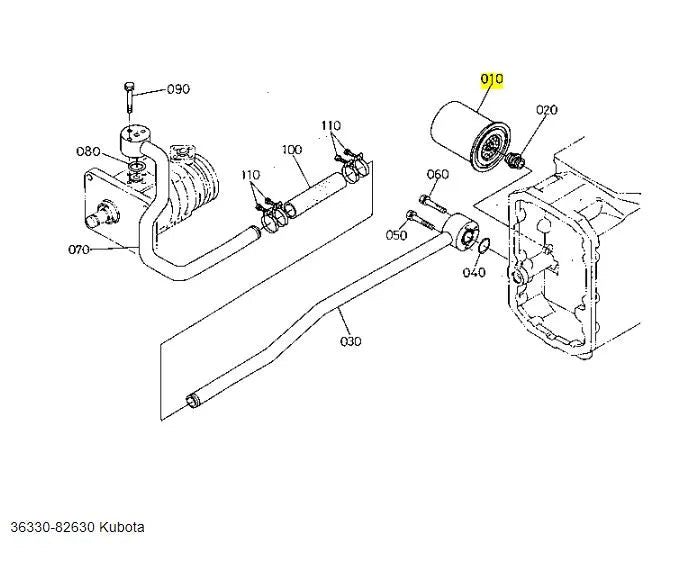 Kubota Hydraulic Oil Filter Assembly (36330-82630) - OEM Suction Line Filter