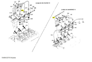 Kubota Injection Pipe 15469-53710 | OEM Fuel Line for Nozzle Holder