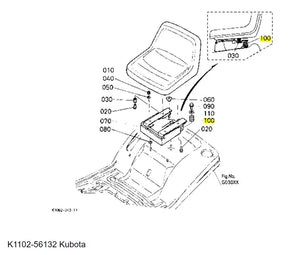 Kubota K1102-56132 Seat Spring - Genuine OEM Replacement for T-Series Mowers