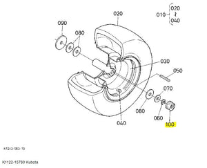 Kubota K1122-15780 Front Wheel Cap - Genuine OEM Replacement for T-Series & GR-Series Mowers