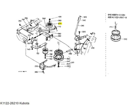 Kubota K1122-26210 Pulley, Tension HST | OEM Replacement for PTO Systems