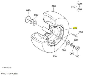 Kubota K1172-11820 Rear Wheel | Genuine 20x10.0-8 Replacement for GR & T Series
