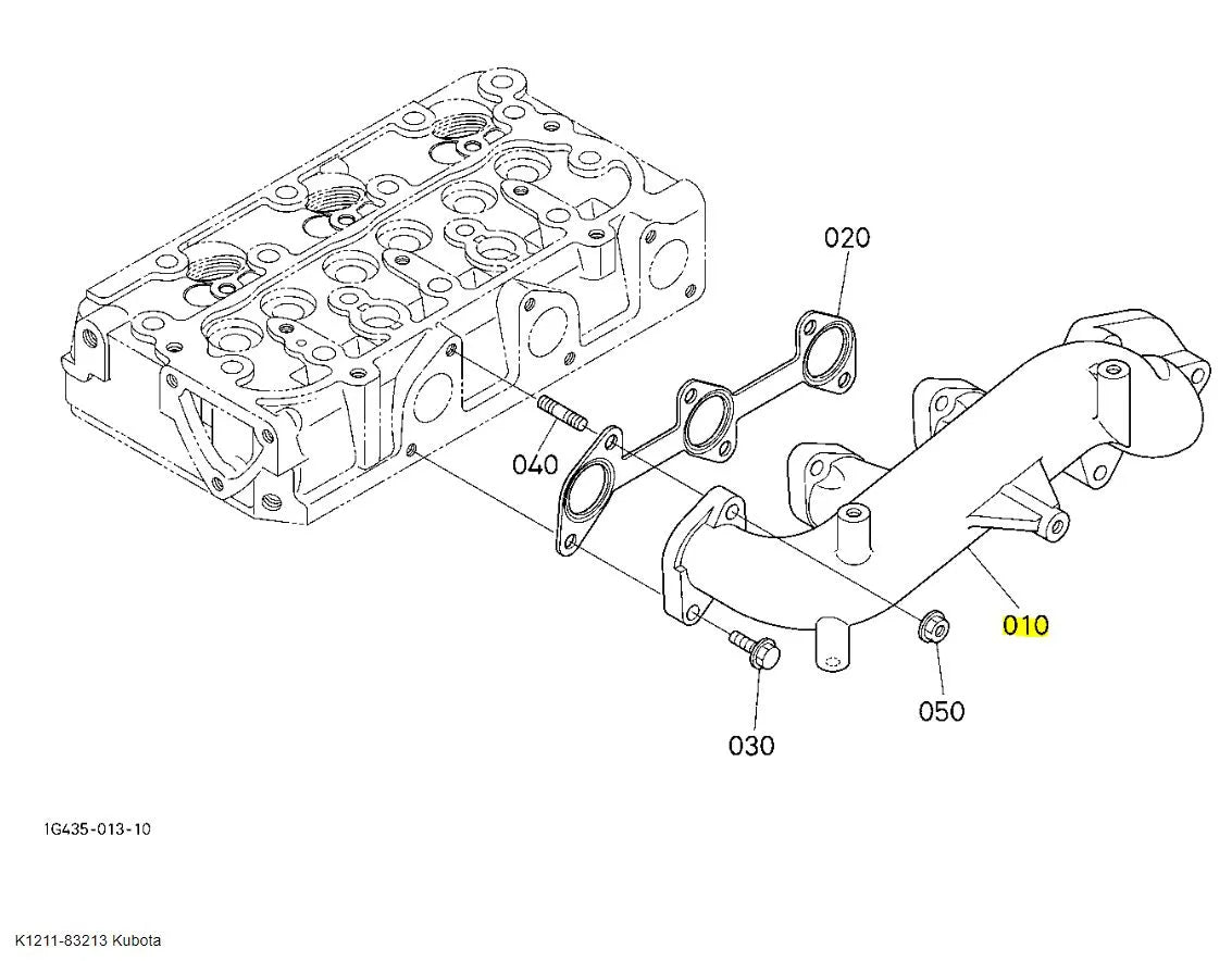 Kubota K1211-83213 Exhaust Manifold | Genuine OEM Replacement