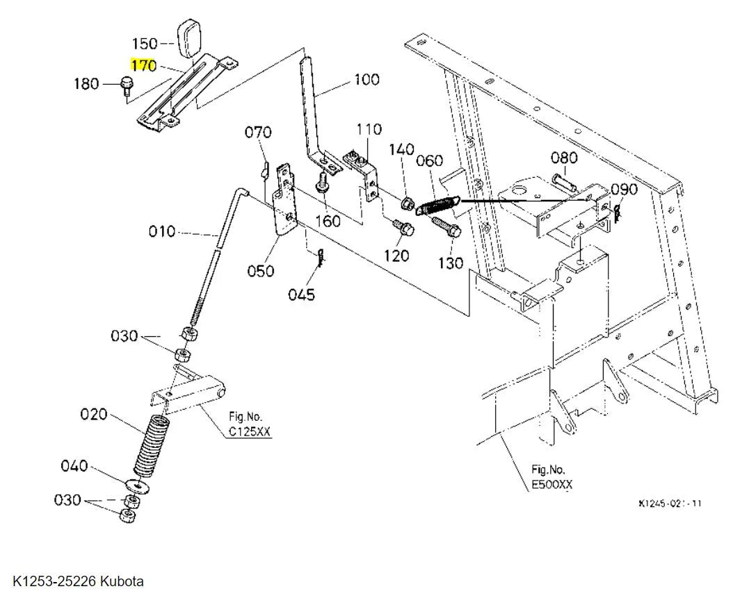 Kubota K1253-25226 Stopper Plate | OEM PTO Clutch Control Lever Component