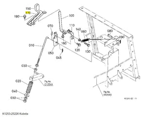 Kubota K1253-25226 Stopper Plate | OEM PTO Clutch Control Lever Component