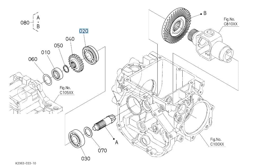 Kubota K2063-12810 Rear Differential Bearing - Genuine Part for G23-LD Mower