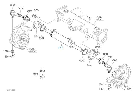 Kubota K2063-16500 Steering Cylinder Assembly - Genuine Replacement for BX & G Series