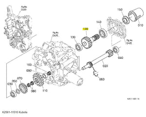 Kubota K2561-11510 Gear Shaft Rear PTO | Fits BX1500D, BX1800D, BX1830D, BX2200D, BX2230D, BX22D, and BX23D
