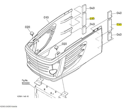 Kubota K2583-54280 Sponge Bonnet EU1 | OEM Bonnet Side Seal for BX2350D, BX2370, BX24D, and More