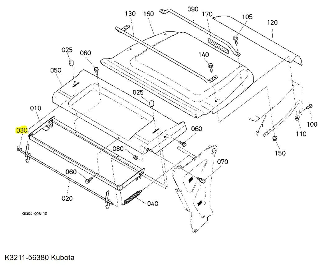 Kubota K3211-56380 Seat Hook Spring | OEM for GCK370GREC2, GCK450GREC2, and ZG20F-AU