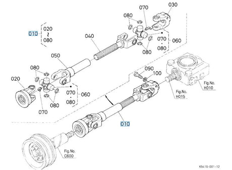 Kubota K5410-32030 Universal Joint Assembly for G18HD, G21, and G2160 Mowers