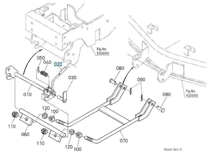 Kubota K5410-44640 Grip Link for Front Link Lever - Fits GR & G Series Mowers