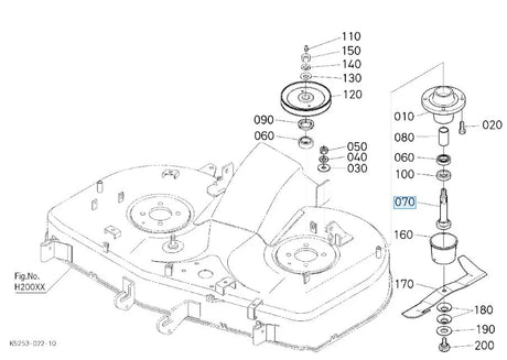 Kubota K5617-34550 Blade Shaft - Side Pulley Fit for RCK Series Mower Decks GR1600