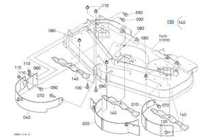 Kubota K5647-97590 Mulch Blade Kit 60P - OEM Deck Upgrade for RCK60 Mowers