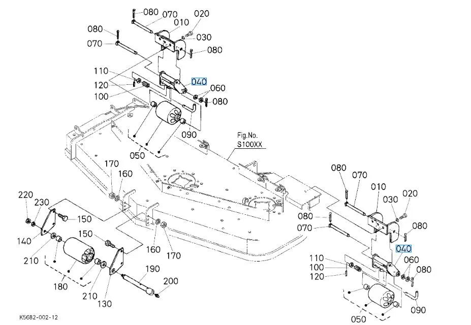 Kubota K5651-44220 Stay - OEM Anti-Scalp Roller Support Bracket for Mower Decks