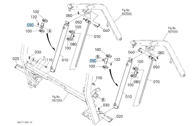 Kubota K6317-64570 Plate (Cylinder) for GCK-G26HD3 Lift System | OEM Hydraulic Mount