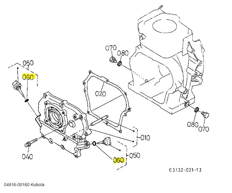 Kubota O-Ring 04816-00160 - Genuine Replacement for Oil Pan, Hydraulic & Gear Shift Seals