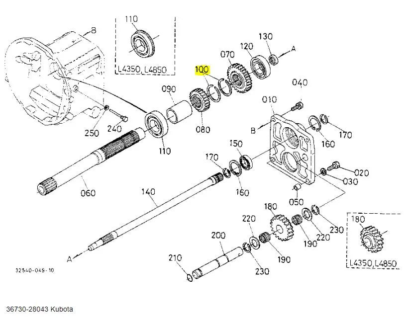 Kubota OEM External Circlip (36730-28043) - Gear Shift & Transmission Retainer