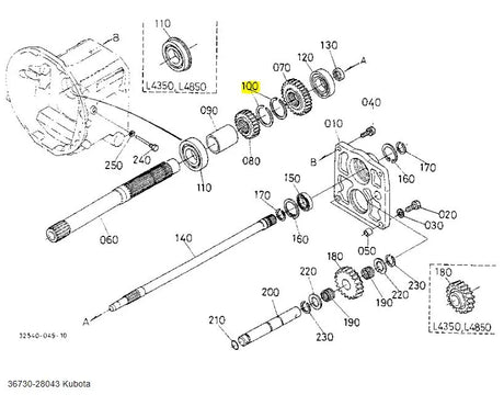 Kubota OEM External Circlip (36730-28043) - Gear Shift & Transmission Retainer