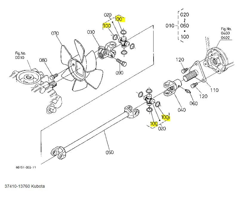 Kubota OEM External Circlip (37410-13760) - Universal Joint & HST Fan Retainer