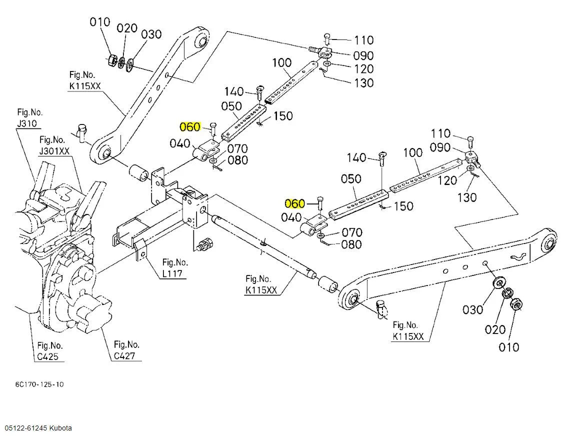 Kubota Pin Joint 05122-61245 - OEM Stabilizer & Lift Rod Pin