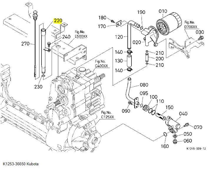 Kubota Pipe K1253-36650 - Genuine Control Valve Replacement Pipe