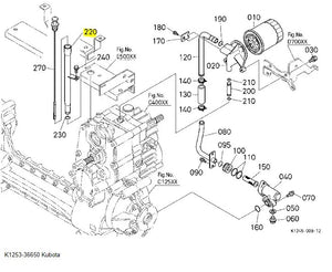 Kubota Pipe K1253-36650 - Genuine Control Valve Replacement Pipe