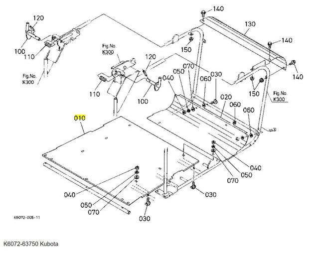 Kubota Plate Bottom K6072-63750 | Durable Replacement for GCK500 Series
