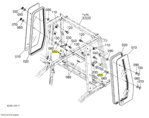 Kubota Plate T0270-61970 | Glass Mounting Plate for Tractors and Cab Models