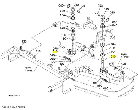 Kubota Rod Rear K5681-51172 | Reliable Mower Linkage Replacement for RCK60P & RCK72P Series