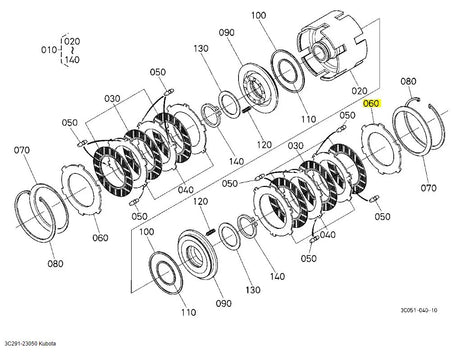 Kubota Shuttle Clutch Plate 3C291-23050 (156XT4.5) – Genuine OEM Transmission Component