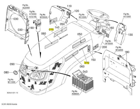 Kubota Shuttle Shift Label 3C291-98200 - Genuine OEM Decal