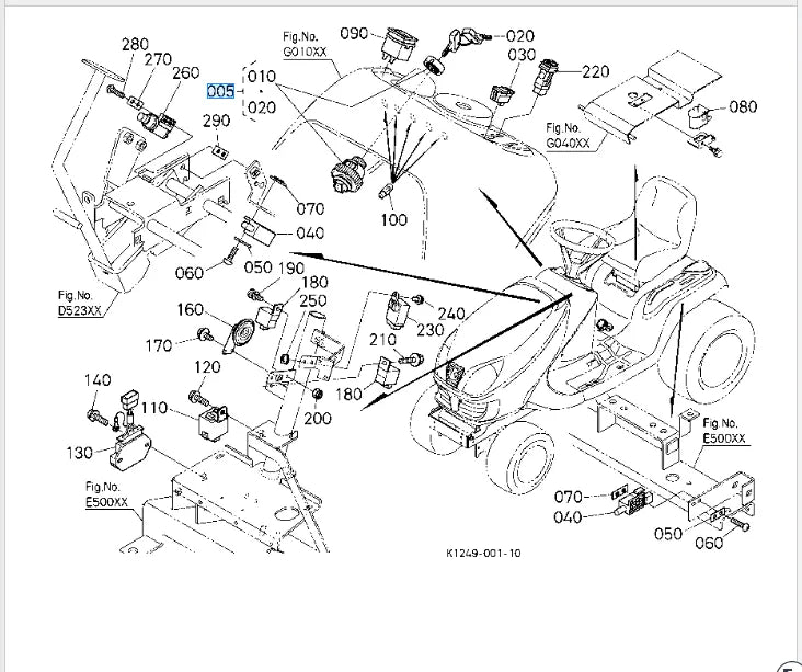 Kubota Starter Switch with Keys for GR1600, GR2120 K7571-62103