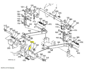Kubota Stay Front LH K5761-51114 | Reliable Lift Linkage Replacement for RC54 and RC60 Series