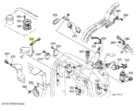 Kubota Stop Switch 33740-75480 - OEM Engine Shutoff Switch