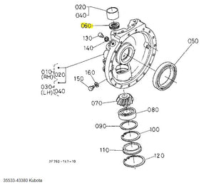 Kubota Thrust Ball Bearing 35533-43380 - Front Axle Case Replacement Part
