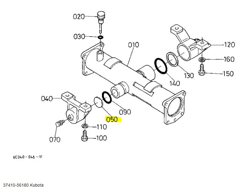 Kubota Thrust Collar 37410-56180 - Front Differential & Axle Case OEM Part