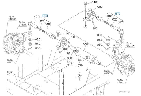 Kubota Tie Rod Assembly K7611-16400 - Steering Component for RTV900 & RTV1100 Series