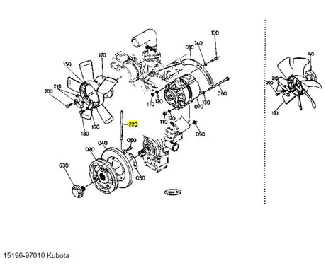 Kubota V Belt 15196-97010 | Genuine Replacement Fan/Dynamo Belt  (SFI93-004)
