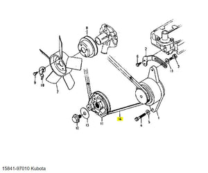 Kubota V-Belt 15841-97010 - Genuine Belt 32 for Dynamo Systems