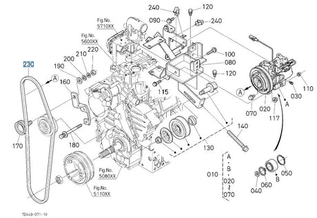 Kubota V Belt TD170-79320 - Genuine AC Compressor Belt for L Series Tractors