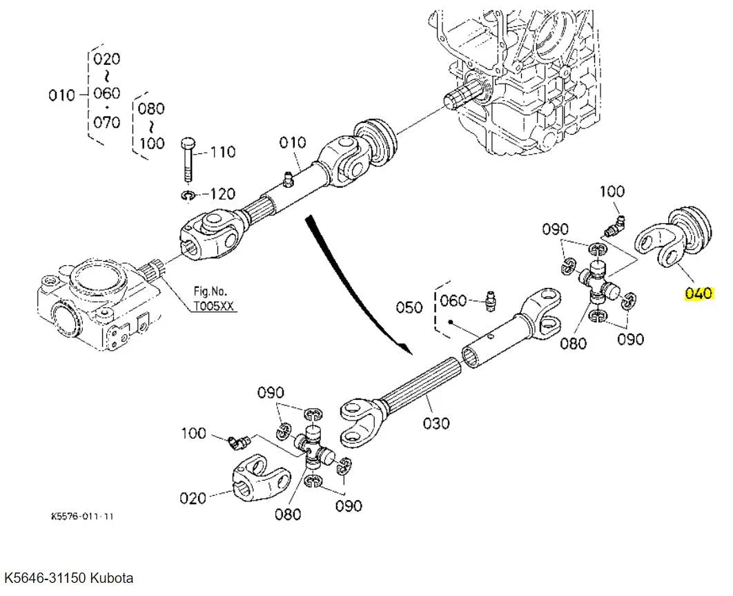 Kubota Yoke Quick K5646-31150 | Durable Universal Joint for Kubota Models