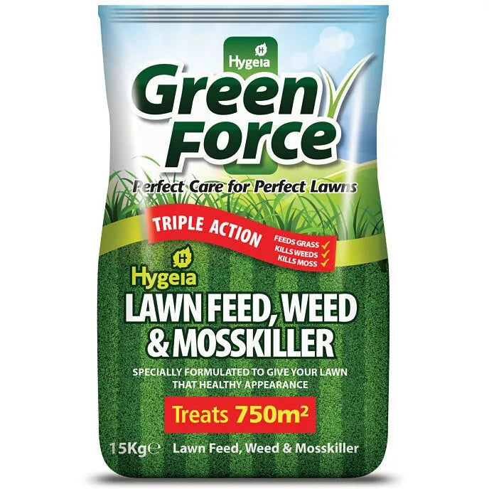 Hygeia Greenforce 4 in 1 Lawn Feed, Weed & Mosskiller 15kg