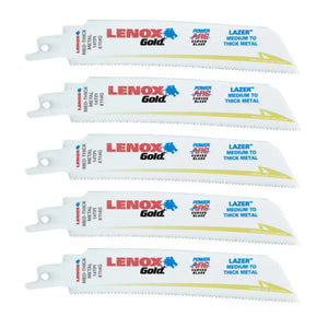 Lenox 6" 14 TPI Gold T2™ Reciprocating Saw Blades for Metal 152mm- 5 Pack | Titanium Coated