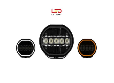 LED Global 7" LED Driving Light with Boost Function - 9600 Lumens, White/Amber Position Light