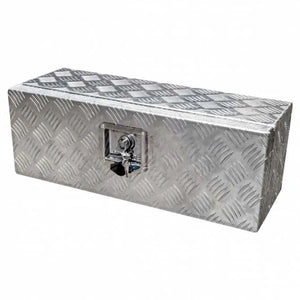Lockable Aluminium Toolbox Chequer Plate 640x230x230mm with T Handle Locks