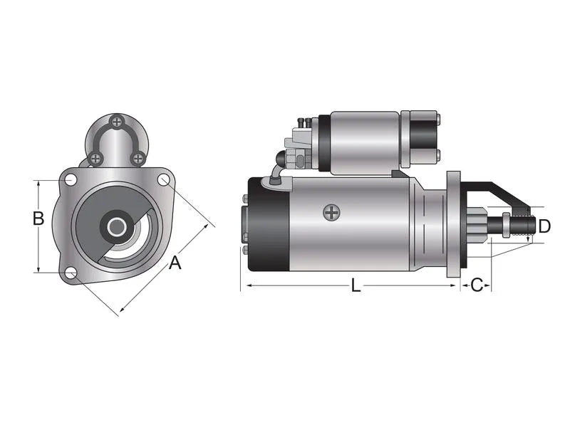 LRS232 Lucas Starter Motor - 12V, 2.8KW, 10-Tooth, 3-Hole Flange (Lucas TVS)