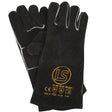 LS Branded Black Lined Welders Gauntlet LS1948BL - Heavy-Duty Leather Welding Gloves